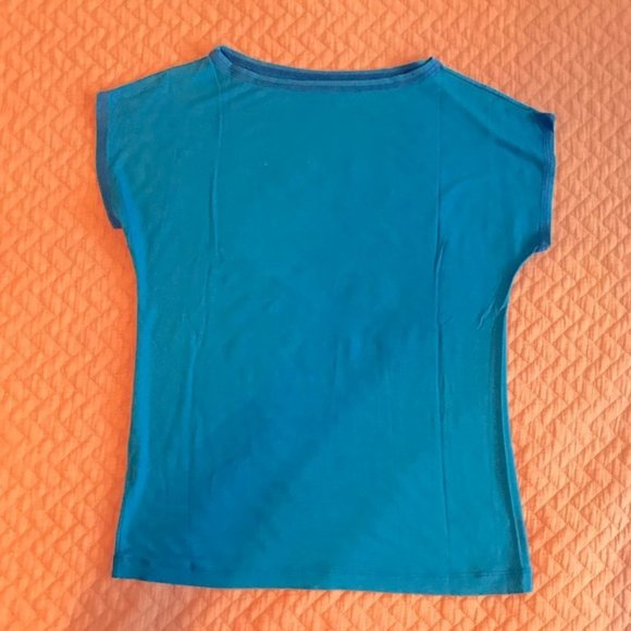 Rio ♥️ BLUE Sequin Round Neck Short Sleeve Top - Picture 3 of 4